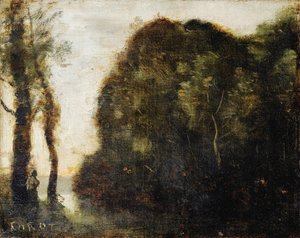 夕暮れの木 作： Jean Baptiste Camille Corot